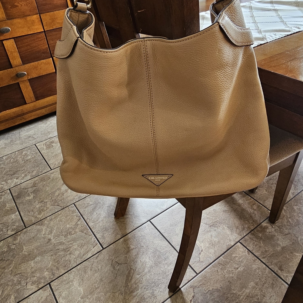 Karl Lagerfeld Tan Leather Shoulder Bag